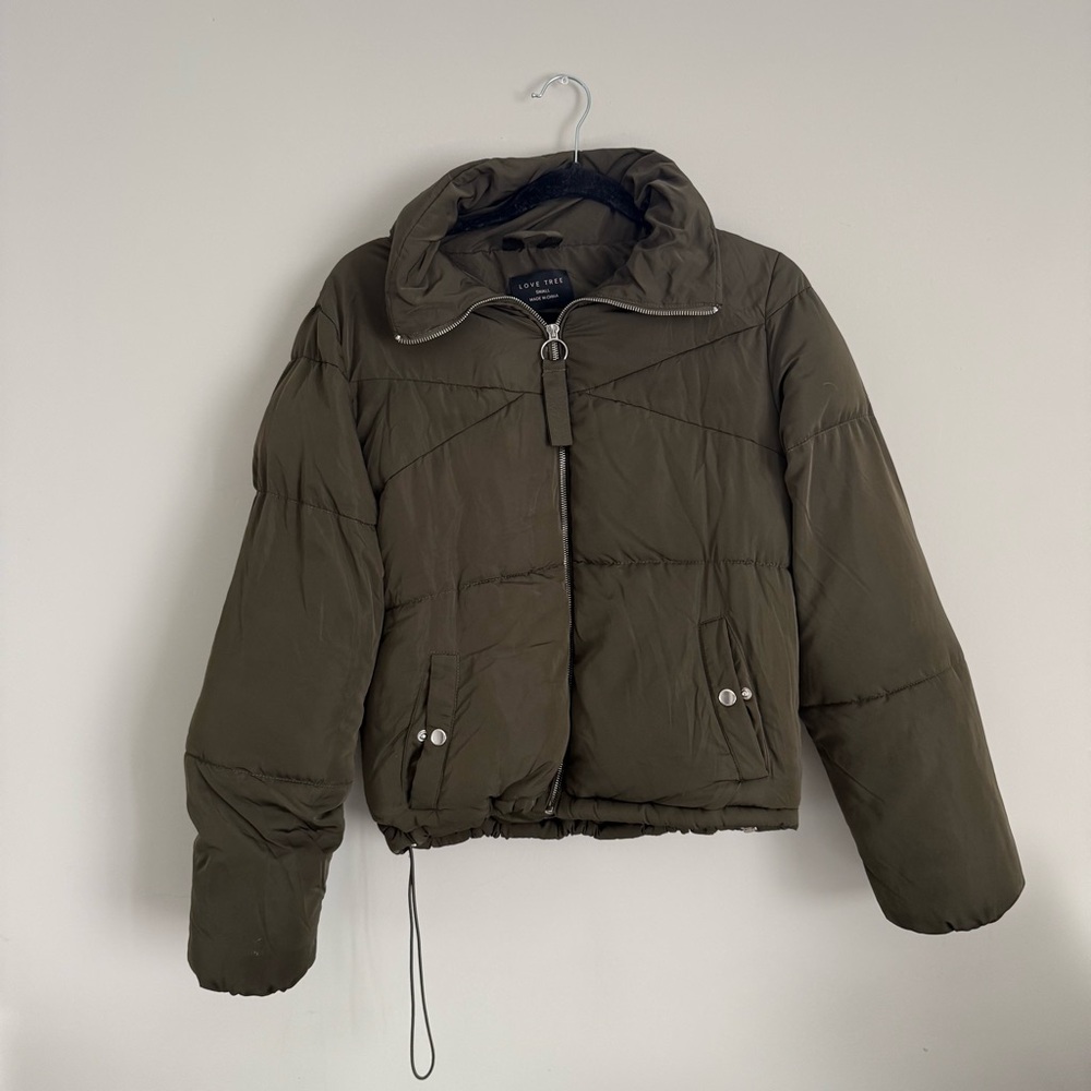 Love Tree Olive Puffer Jacket Size Small